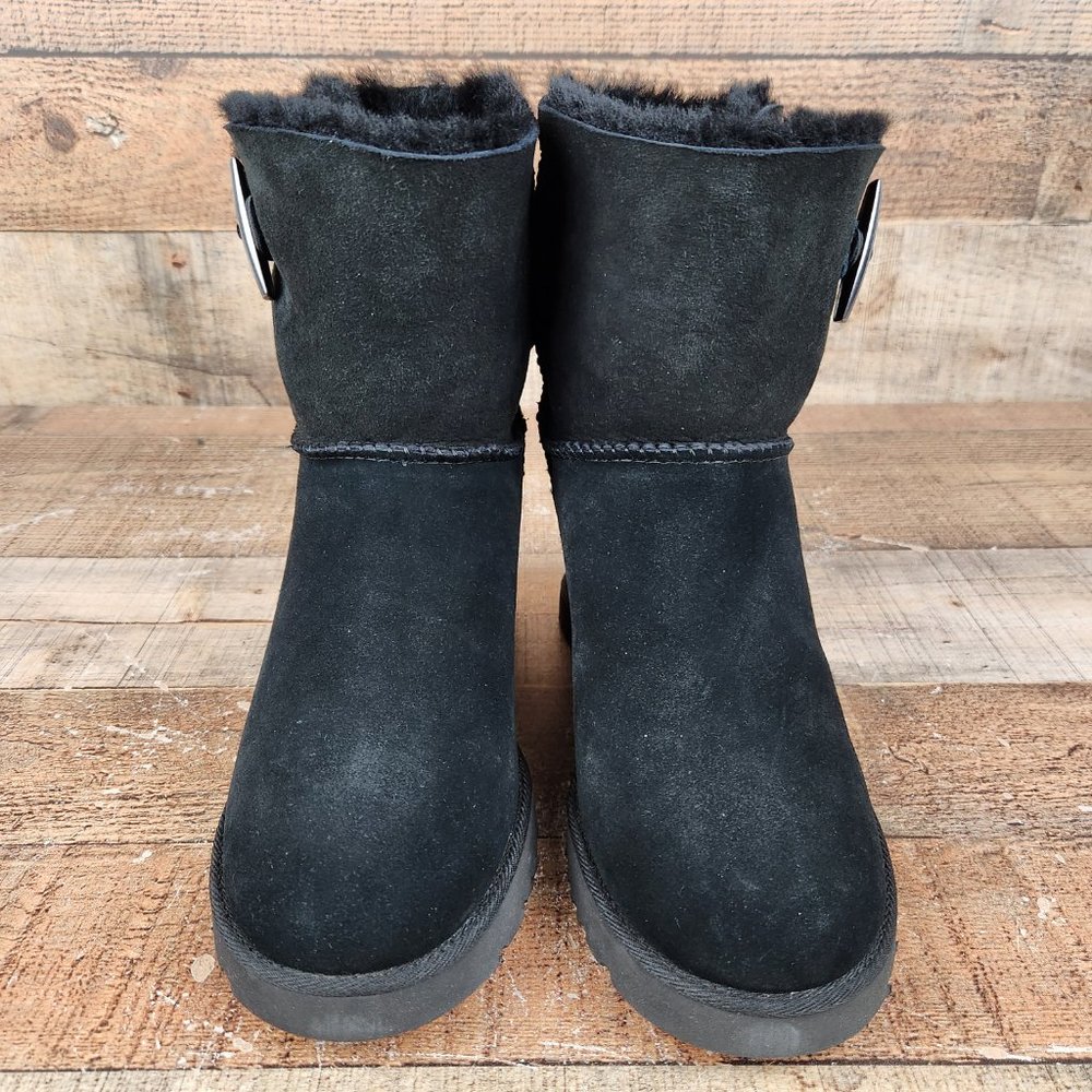 UGG Classic Femme Toggle Women's Size 7.5 US Black Suede Wedge Boots 1113479 - Picture 9 of 10